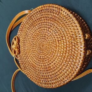 Round Woven Tan Bag